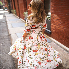 2023 New Women's Dress Chiffon Print Large Skirt Bohemian Holiday Style Dress, Party, Wedding and Casual Wear