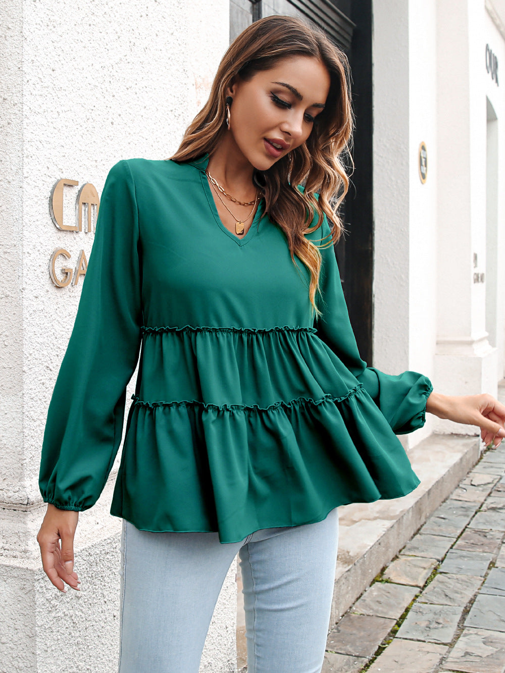 All seasons Loose Casual Tops Chiffon Long Sleeve Party, Outside Wear Shirts