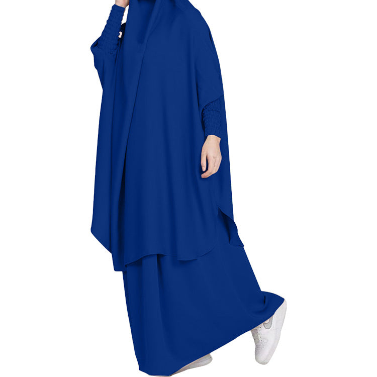 Hijab for outside wear l Solid Color Robe Suit Dress Two-piece Long Skirt