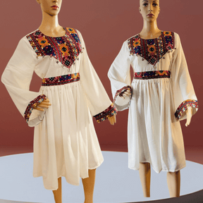 Afghan & Pakistani Modest Party Dress | Knee Length Long Sleeve Wear | All Seasons Wedding / Party Dress