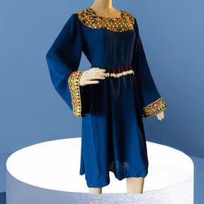 Afghan & Pakistani Modest Party Dress | Knee Length Long Sleeve Wear | All Seasons Wedding / Party Dress