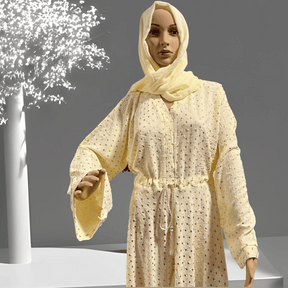 Modest Cream Color Abaya Hijab Muslim Women, Islamic Clothing, Hijab Dress, Abaya Maxi Dress, Eid Party Wear