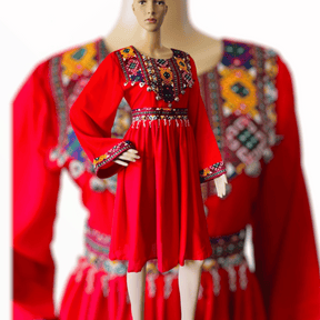 Afghan & Pakistani Modest Party Dress | Knee Length Long Sleeve Wear | All Seasons Wedding / Party Dress