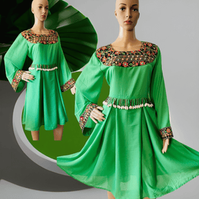 Afghan & Pakistani Modest Party Dress | Knee Length Long Sleeve Wear | All Seasons Wedding / Party Dress