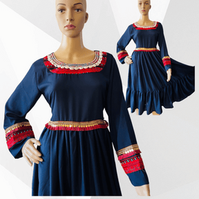 Afghan & Pakistani Modest Party Dress | Knee Length Long Sleeve Wear | All Seasons Wedding / Party Dress