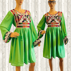 Afghan & Pakistani Modest Party Dress | Knee Length Long Sleeve Wear | All Seasons Wedding / Party Dress