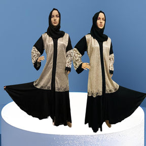 Modest Black / White Abaya Hijab Muslim Women, Islamic Clothing, Hijab Dress, Abaya Maxi Dress, Eid Party Wear