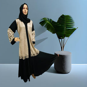 Modest Black / White Abaya Hijab Muslim Women, Islamic Clothing, Hijab Dress, Abaya Maxi Dress, Eid Party Wear