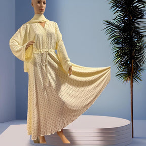 Modest Cream Color Abaya Hijab Muslim Women, Islamic Clothing, Hijab Dress, Abaya Maxi Dress, Eid Party Wear