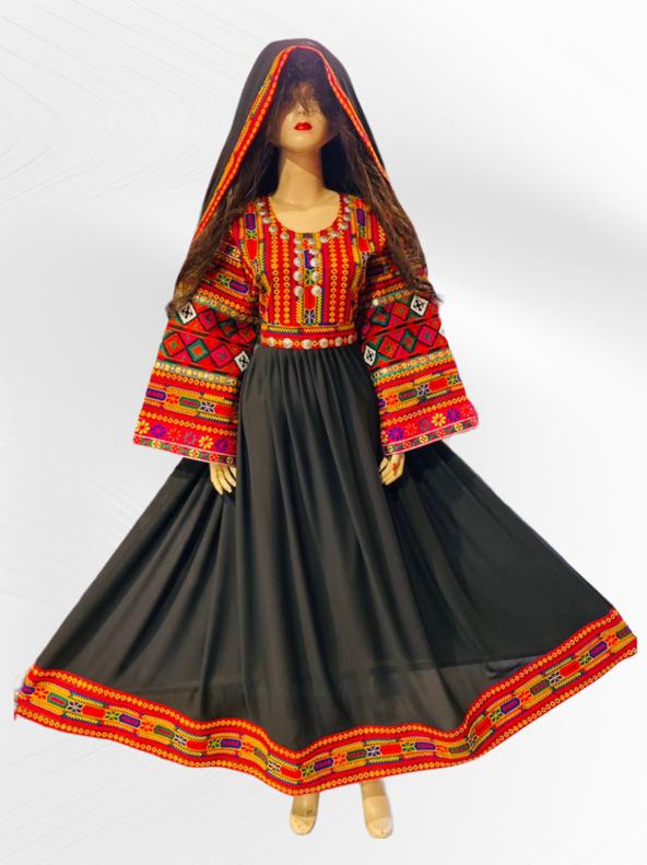 Afghan Kuchi Traditional Party/Wedding Handmade Three Pieces Clothing / Dress l Velvet Embroidery Dress One Size