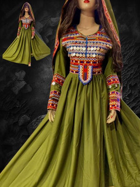 Afghan Kuchi Traditional Party/Wedding Handmade Three Pieces Clothing / Dress l Velvet Embroidery Dress One Size