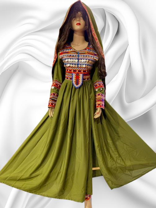 Afghan Kuchi Traditional Party/Wedding Handmade Three Pieces Clothing / Dress l Velvet Embroidery Dress One Size