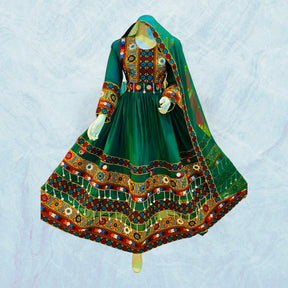 Afghan Kuchi Traditional Party/Wedding Handmade Three Pieces Clothing / Dress l Velvet Embroidery Dress One Size