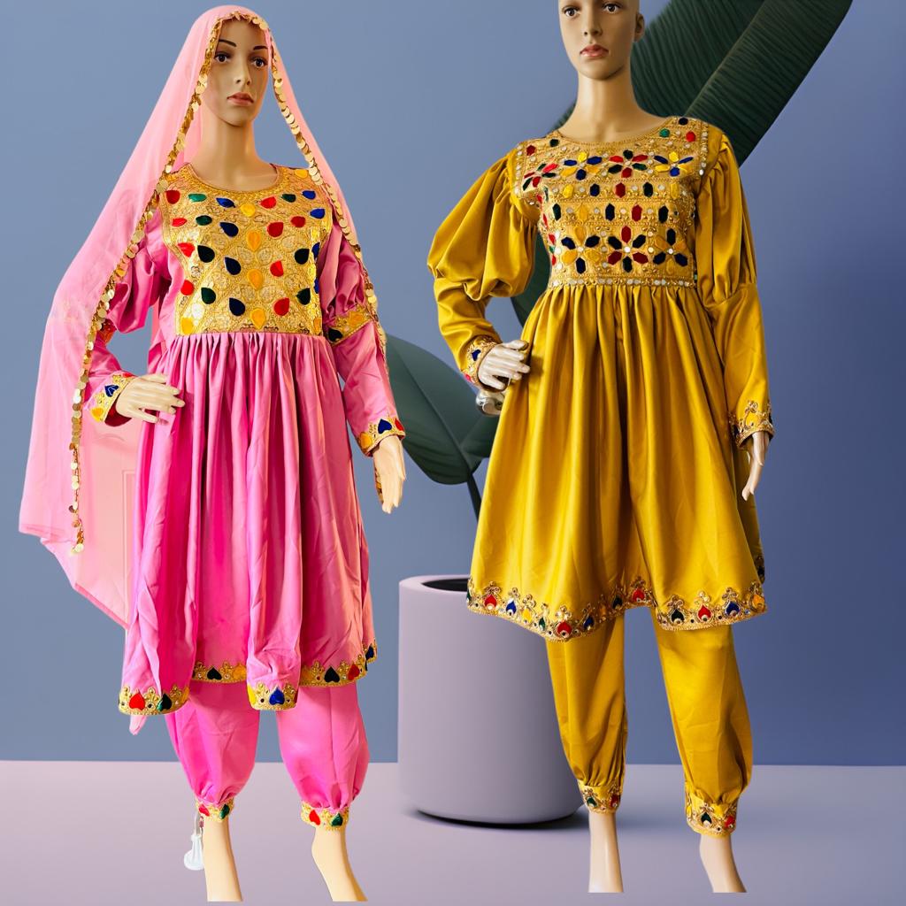 Long Sleeve Modest Afghan Dress | Party & Wedding Wear | Afghani Traditional Islamic Dress