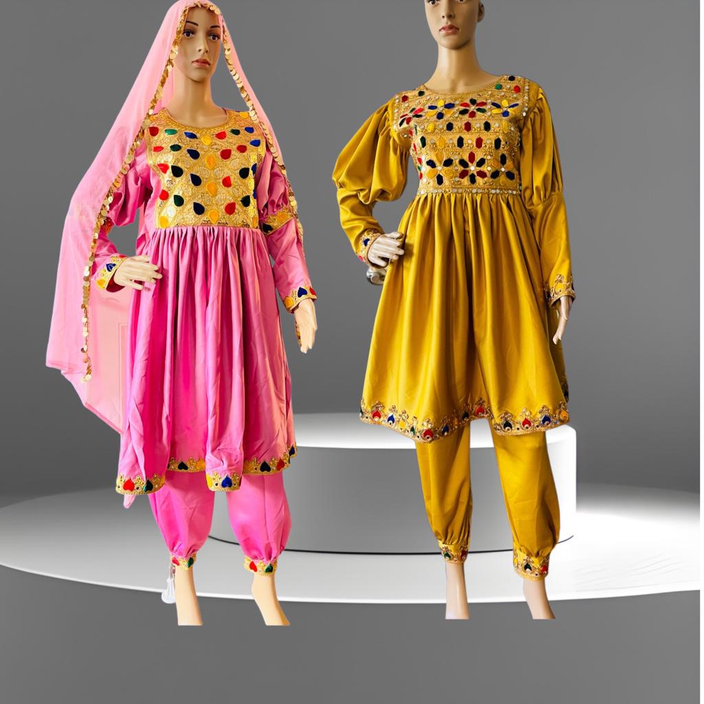 Long Sleeve Modest Afghan Dress | Party & Wedding Wear | Afghani Traditional Islamic Dress